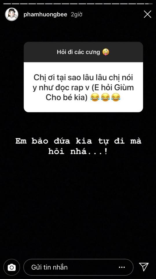 Phạm Hương trả lời câu hỏi của fan trên Instagram story.