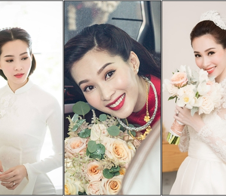 Cận cảnh 3 trang phục 'đẹp như mơ' của Hoa hậu Đặng Thu Thảo diện ngày lên xe hoa