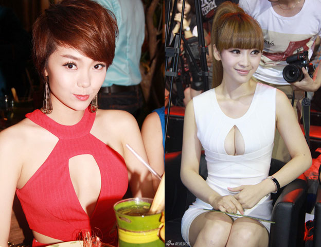 Bộ váy của Minh Hằng còn đụng hàng với cả  'người đẹp dao kéo' của showbiz Hoa ngữ Liễu Nham trong buổi ra mắt phim “Họa bích” ngày 22/9/2012, tại Bắc Kinh. Liễu Nham cũng chọn kiểu váy khoe ngực với đường cut-out “đúng chỗ”. Gam màu trắng gợi cảm của chiếc váy ngắn bó sát  và một thân hình nóng bỏng khiến Liễu Nham là tâm điểm trong buổi ra mắt phim. 