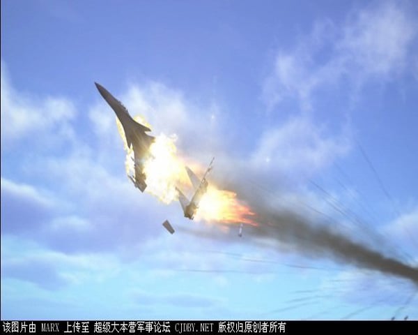 Hình ảnh những chiếc J-15 của Trung Quốc bị máy bay F-3 của Nhật Bản bắn cháy trong đoạn video