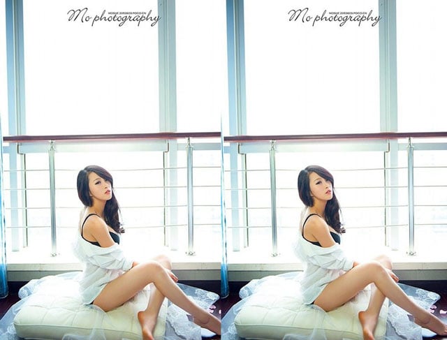 Thay vì những bộ nội y nóng bỏng, cô diện áo sơ mi và hờ hững cởi để khoe nội y.