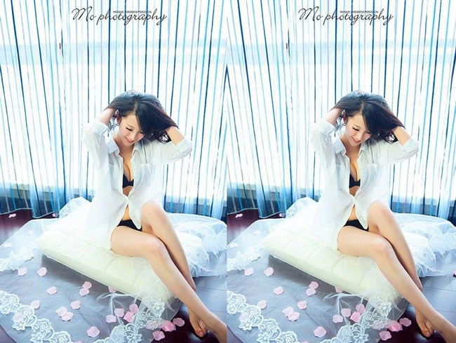 ... và thân hình hoàn mỹ của người mẫu nội y với làn da trắng mịn màng cùng những số đo hoàn hảo.