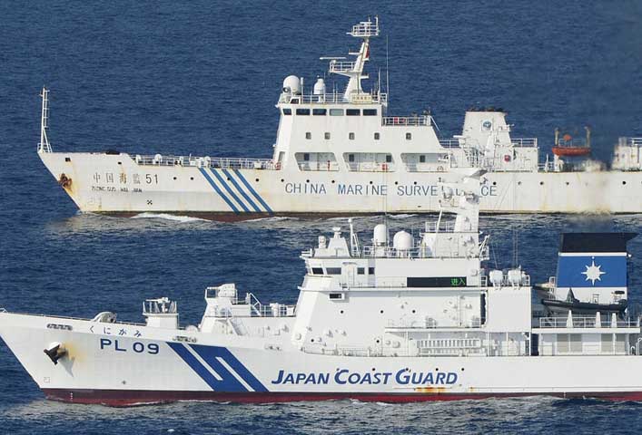 Cục Hải dương Quốc gia Trung Quốc, cơ quan quản lý hải cảnh, cũng thông báo các tàu của họ đã đối đầu với tàu Nhật tại vùng biển xung quanh Senkaku/Điếu Ngư. Thông báo của Cục Hải dương Quốc gia Trung Quốc nói bốn tàu của họ đã “cứng rắn tuyên bố” chủ quyền của Trung Quốc tại quần đảo.