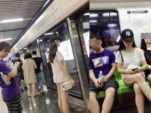 Cô gái ăn mặc phản cảm trên tàu điện ngầm.