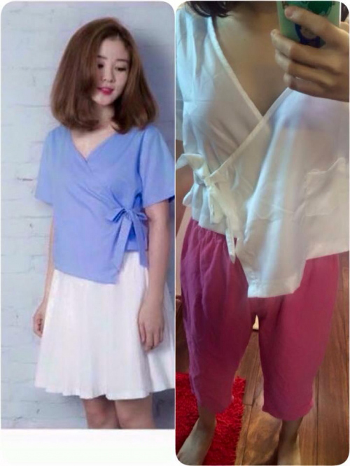 Chiếc áo nhận được nhăn nhúm, mỏng tang.
