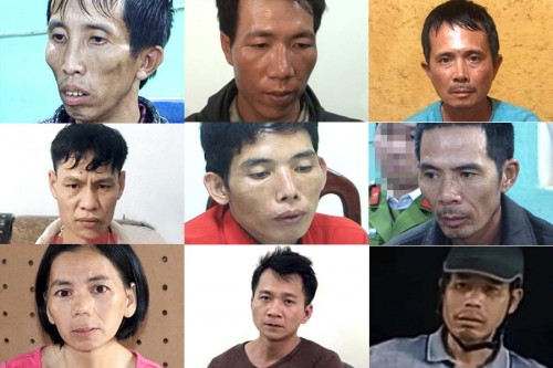 9 đối tượng liên quan đến vụ việc nữ sinh bị sát hại ở Điện Biên. Ảnh: Vietnamnet.