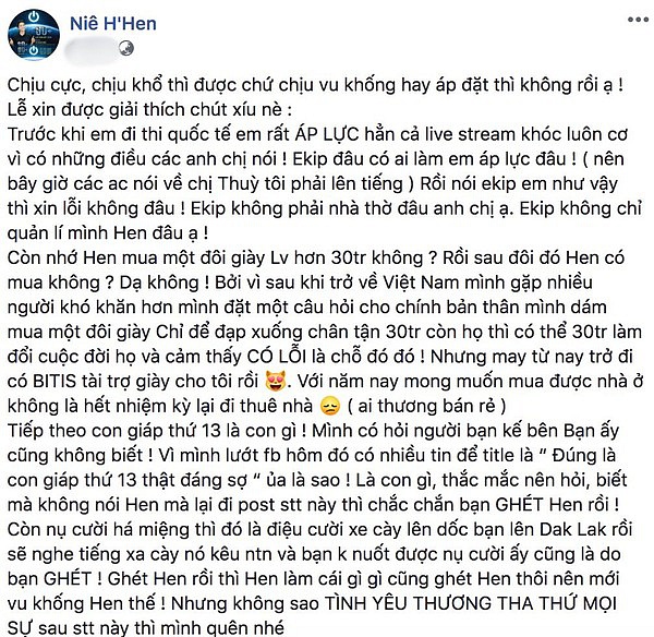 Lần đầu tiên H’Hen Niê bức xúc trước những ý kiến không hay về mình.