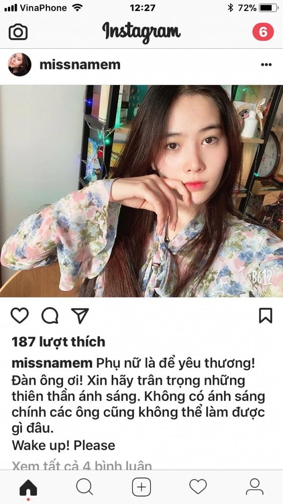 Nam Em kêu gọi tôn trọng phụ nữ.