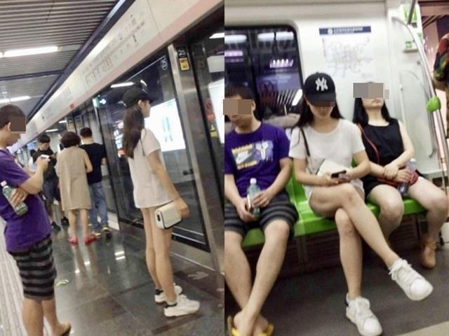 Cô gái đi tàu điện ngầm nhưng không hề mặc đồ lót bên trong.