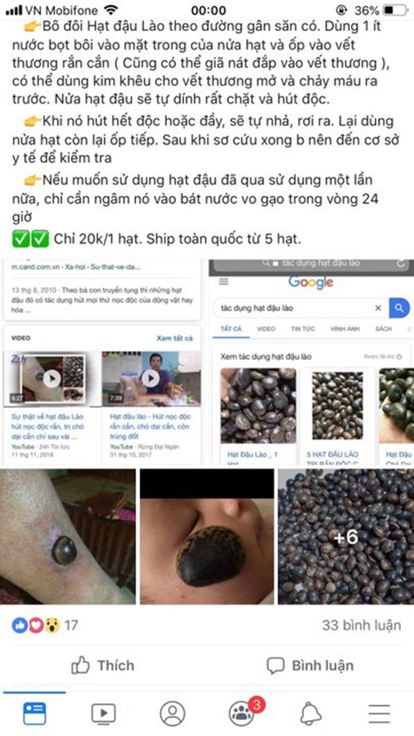 Thời gian gần đây, mạng xã hội Facebook liên tục xuất hiện những lời chào bán, quảng cáo về công dụng chữa bệnh của hạt đậu Lào trong các nhóm.