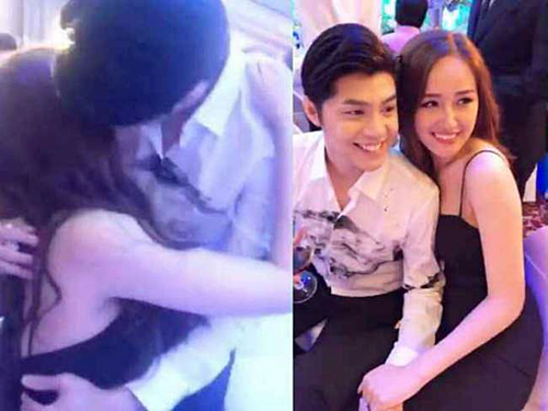 Mai Phương Thuý và Noo Phước Thịnh có hành động tình cảm thân mật tại đám cưới của Á hậu Tú Anh hồi tháng 7/2018.    