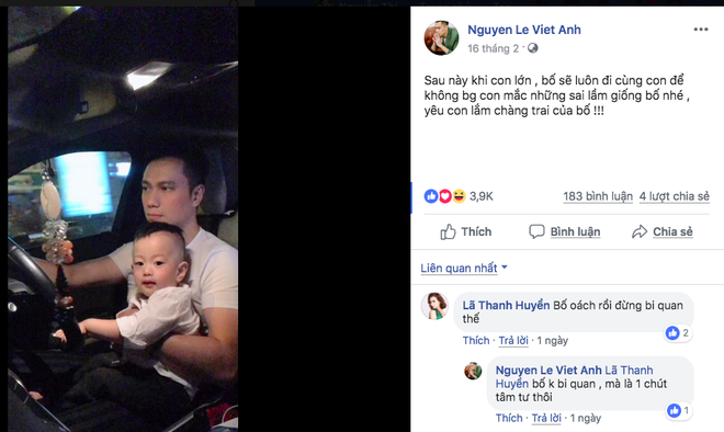 Dòng status và bức ảnh kì lạ Việt Anh mới đăng tải trên Facebook.    
