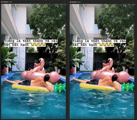 Hồ Ngọc Hà đã khiến người hâm mộ vô cùng thích thú kh cao 1m7 vẫn cố gắng ngồi lên phao bơi thiên nga cùng con trai để rồi ngã 