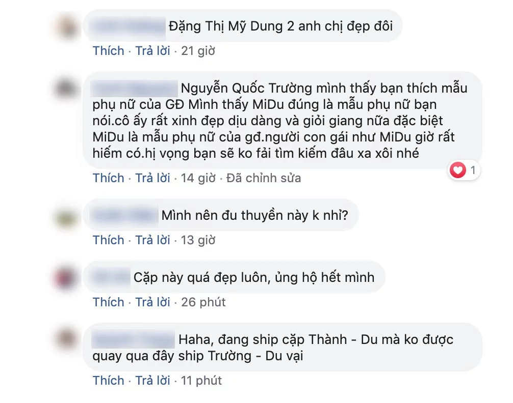 Dân tình thi nhau 'đẩy thuyền' cho cặp đôi MiDu và Quốc Trường. 