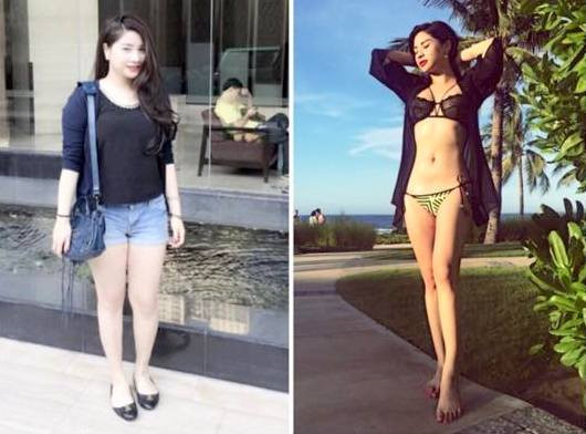 Cô gái trước và sau khi giảm cân.