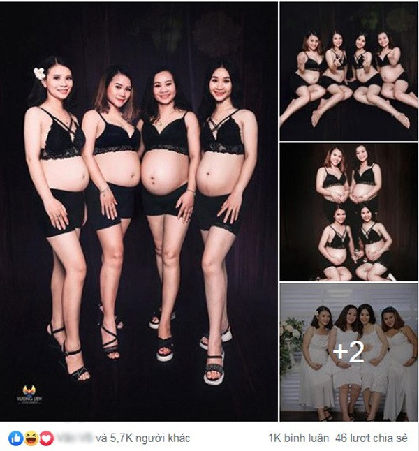 Bộ ảnh bầu tuyệt đẹp của 4 chị em được chia sẻ lên mạng xã hội.
