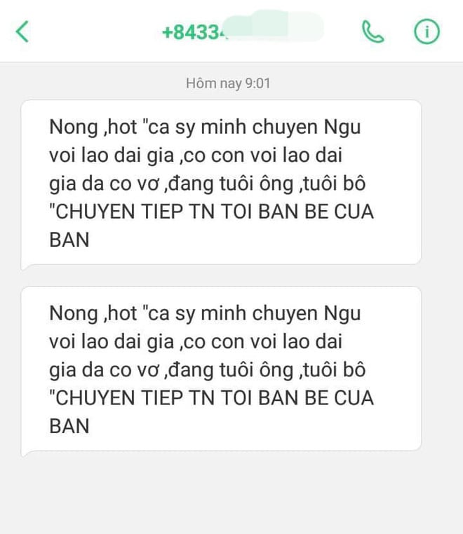 Đoạn tin nhắn của kẻ xấu dựng chuyện bôi nhọ Minh Chuyên.