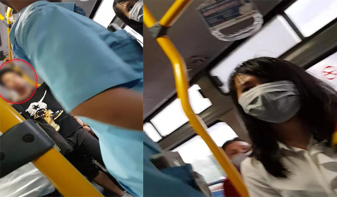 Gã thanh niên giở trò bệnh hoạn trên xe buýt.
