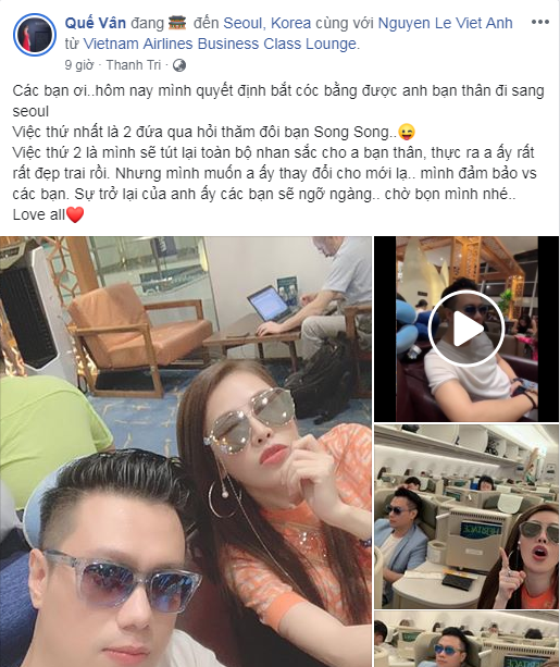 Mới đây, trên trang cá nhân, Quế Vân vừa chia sẻ những bức ảnh chụp cùng Việt Anh tại sân bay. Kèm theo đó, Quế Vân viết: 