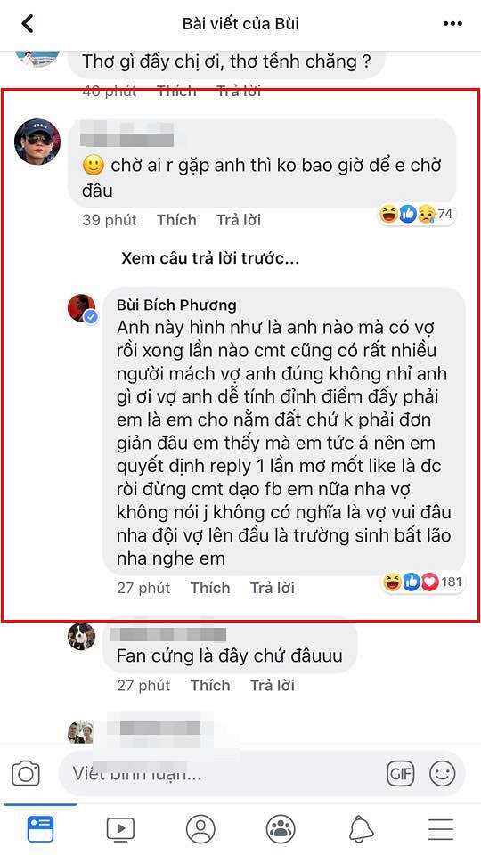 Nữ ca sĩ đã từng khuyên nếu yêu mến thì hãy like chứ không nên comment dạo trên facebook của cô.