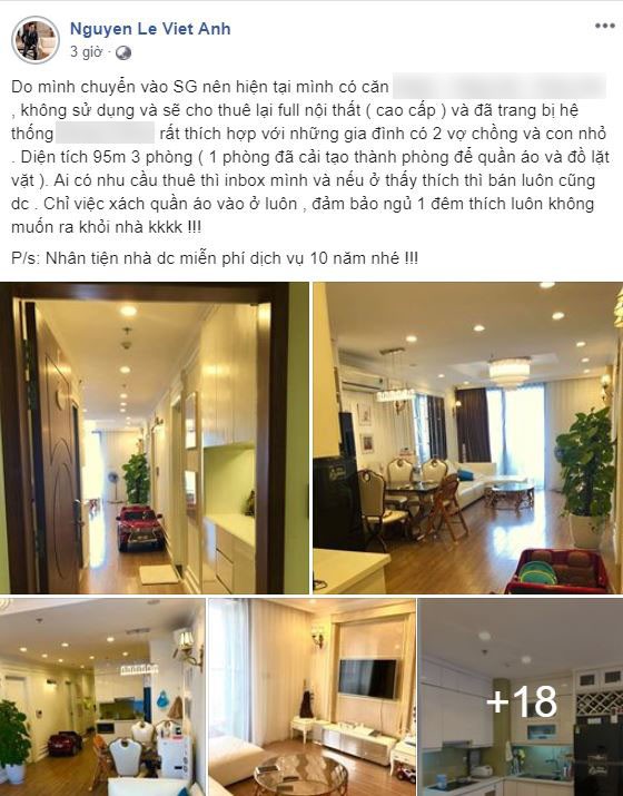 Việt Anh rao bán căn hộ chung cư cao cấp mà Hương Trần và con trai đang ở.