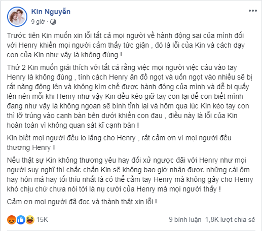 Kin Nguyễn lên tiếng giải thích về đoạn clip được chia sẻ trên các trang mạng.  