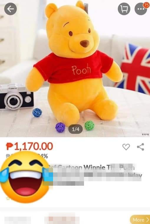 Hình ảnh chú gấu được đăng tải trên một website bán hàng.