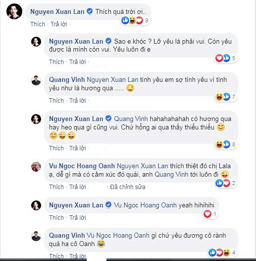 Xuân Lan và Hoàng Oanh bình luận về chuyện tình cảm của Quang Vinh.