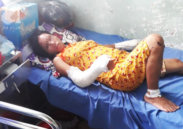 Thai phụ bị chồng đánh phải nhập viện điều trị. Ảnh: Helino