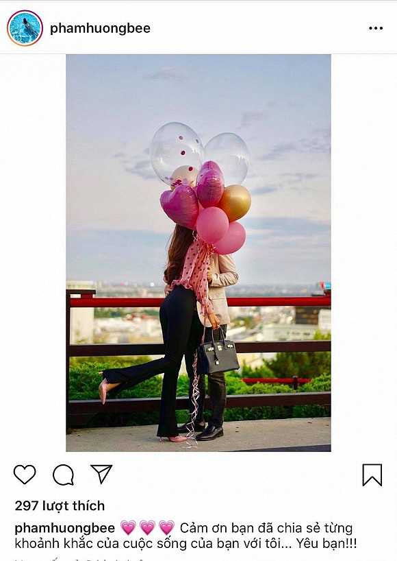 Phạm Hương phá lệ khi đăng tải hình ảnh đầu tiên của mình và bạn trai lên instagram.