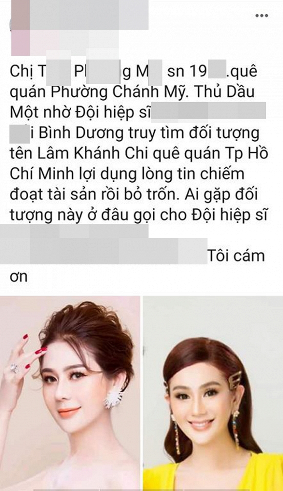 Trên mạng xã hội truyền tay nhau câu chuyện một người phụ nữ tên P.M đã nhờ đội hiệp sĩ truy tìm Lâm Khánh Chi.