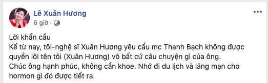 Nghệ sĩ Xuân Hương cấm MC Thanh Bạch nhắc đến tên mình trong các cầu chuyện của ông.