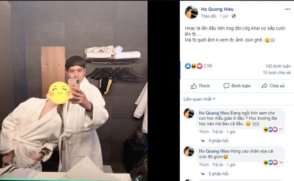 Tháng 7 vừa qua, Hồ Quang Hiếu đăng ảnh tình cảm bên một cô gái. Nam ca sĩ chia sẻ: “Hôm nay là lần đầu tiên trong đời công khai vợ sắp cưới lên Facebook”. Nhiều fans tinh ý nhận ra nhân vật chính trong bức hình là Bảo Anh dù có icon che mặt.