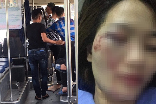 Nữ phụ xe bị 4 thanh niên hành hung trên xe buýt.