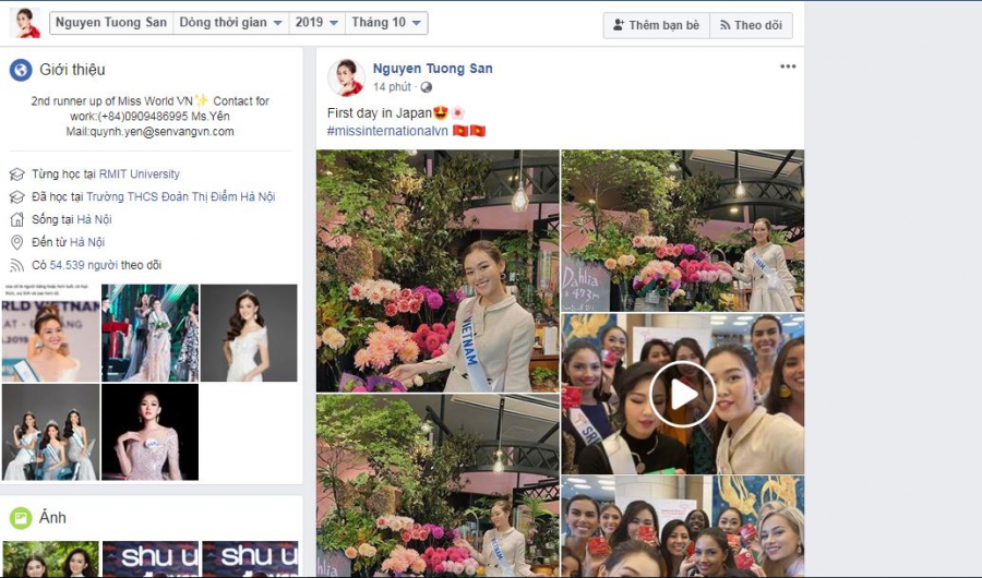 Những cập nhật đầu tiên trên trang facebook cá nhân của người đẹp 10x :