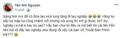 Đồng thời trên trang cá nhân, Yến Nhi cũng đăng tải dòng trạng thái gửi đến anti-fan.    