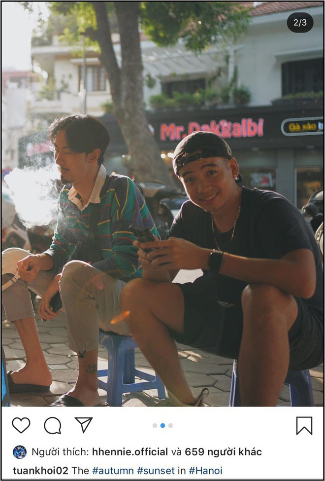 H'Hen Niê và bạn trai tin đồn cùng đăng ảnh chụp với Đen Vâu, check-in tại Hà Nội.    