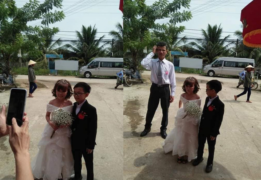 Hình ảnh đám cưới của cặp đôi tí hon gây sốt trong cộng đồng mạng.
