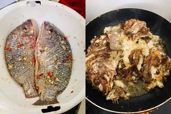 Hai con cá trước và sau khi rán.