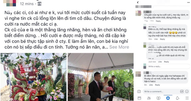 Bài viết về đám cưới của chồng cũ đang gây xôn xao cộng đồng mạng.