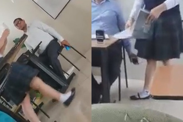 Sự việc sau khi được phát tán thì thầy giáo này đã bị sa thải. Hình ảnh cắt từ clip.