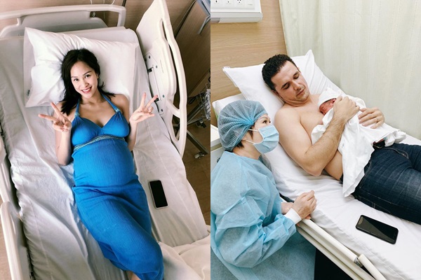 Trên trang cá nhân, một người bạn thân đăng ảnh chồng Tây của Phương Mai đang ôm con mới sinh. Người này tiết lộ, em bé nặng 3,2kg và rất giống bố.    