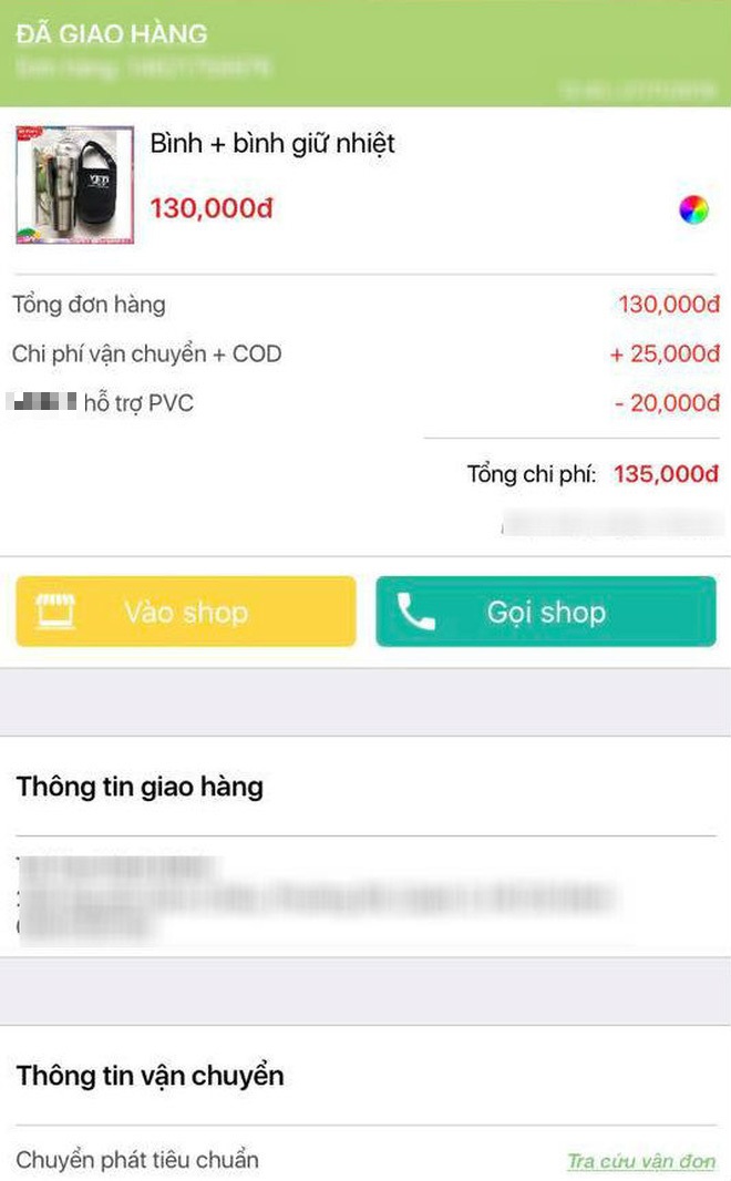 Anh chàng đặt mua bình giữ nhiệt trên một trang thương mại điện tử có giá 130.000 đồng.
