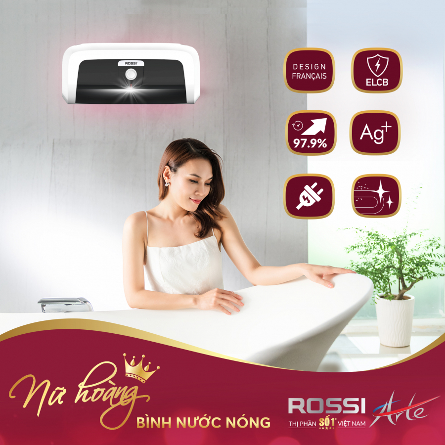 Bình nước nóng Rossi Arte là nhãn hàng chủ lực giúp Tân Á Đại Thành củng cố vững chắc ngôi vị thị phần số 1 ở thị trường Việt Nam.