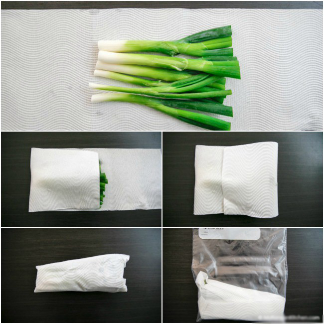 Dùng giấy ăn gói lại trước khi cho vào tủ lạnh giúp bảo quản hánh lá được lâu hơn.