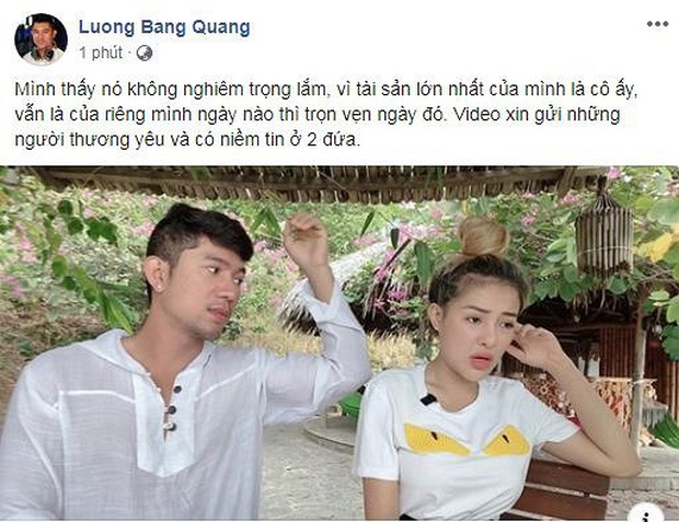 Lương Bằng Quang khẳng định chuyện lộ clip nóng của bạn gái không quá nghiêm trọng.    