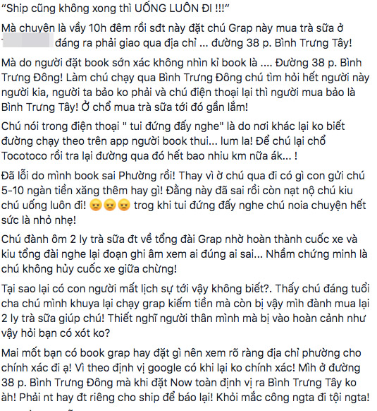 Câu chuyện được chia sẻ lên mạng.