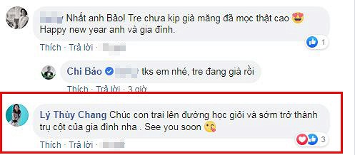 Lý Thuỳ Chang - bạn gái Chi Bảo đã gửi lời chúc đến con trai của nam diễn viên.  