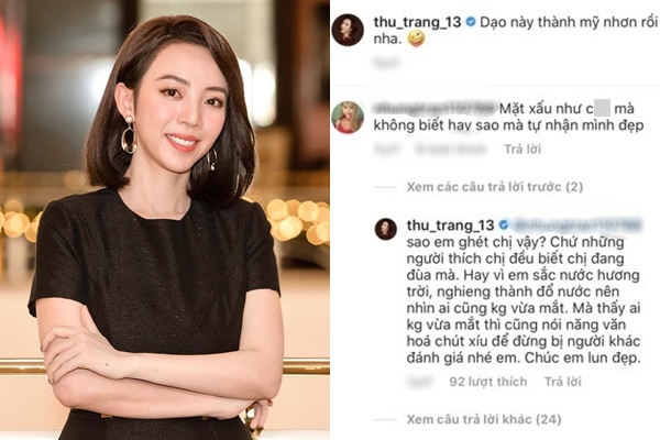 Thu Trang đáp trả bình luận khiếm nhã về nhan sắc.