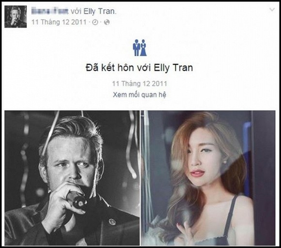 Người đàn ông được cho là chồng Elly Trần cũng để trạng thái quan hệ “Đã kết hôn” với người đẹp từ năm 2011.